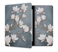 kwmobile Custodia eReader Compatibile con Kobo Aura ONE Cover - eBook Reader Flip Case - marrone grigio/bianco/grigio blu - Magnolie
