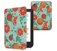 kwmobile Custodia eReader Compatibile con Kobo Clara 2E Cover - eBook Reader Flip Case - arancione/blu/bianco - Arance e Fiori d'Arancio