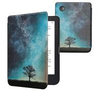 kwmobile Custodia eReader Compatibile con Kobo Clara 2E Cover - eBook Reader Flip Case - blu/grigio/nero - Natura e spazio