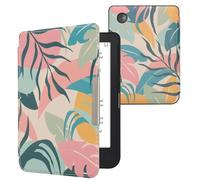 kwmobile Custodia eReader Compatibile con Kobo Clara 2E Cover - eBook Reader Flip Case - rosa/giallo/verde - Giungla Tropicale
