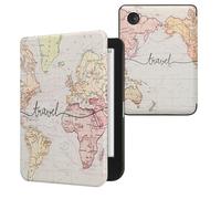 kwmobile Custodia eReader Compatibile con Kobo Clara BW/Colour Cover - eBook Reader Flip Case - nero/multicolore - Mappa del mondo