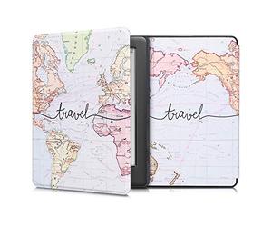 kwmobile Custodia eReader Compatibile con Kobo Glo HD/Touch 2.0 Cover - eBook Reader Flip Case - nero/multicolore - Mappa del mondo