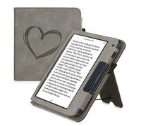 kwmobile Custodia eReader Compatibile con Kobo Libra 2 Cover - Cover eBook Pelle PU con Stand Cinturino Porta Carte Cuore