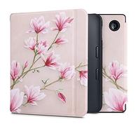 kwmobile Custodia eReader Compatibile con Kobo Libra 2 Cover - eBook Reader Flip Case - rosa/bianco/rosa antico - Magnolie