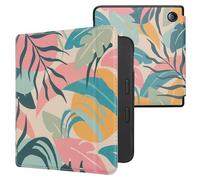 kwmobile Custodia eReader Compatibile con Kobo Libra 2 Cover - eBook Reader Flip Case - rosa/giallo/verde - Giungla Tropicale