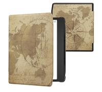 kwmobile Custodia eReader Compatibile con Pocketbook Era/Era Color Cover - eBook Reader Flip Case - marrone/marrone chiaro - Mappamondo vintage
