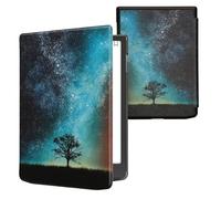kwmobile Custodia eReader Compatibile con Pocketbook InkPad 4/Color 3/2 / Vivlio InkPad 4/Color 3 Cover - eBook Reader Flip Case - blu/grigio/nero - Natura e spazio