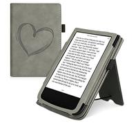 kwmobile Custodia eReader Compatibile con Pocketbook Touch Lux 4/5/HD 3/Color 2020/ Vivlio Lux 5 Cover - Cover eBook Pelle PU con Stand Cinturino Porta Carte Cuore