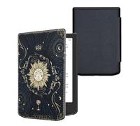 kwmobile Custodia eReader Compatibile con Pocketbook Verse/Verse Lite/Pro/Color/Vivlio Light HD Cover - eBook Reader Flip Case - blu scuro/giallo/nero - Sole Tarocchi