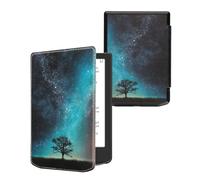 kwmobile Custodia eReader Compatibile con Pocketbook Verse/Verse Lite/Pro/Color/Vivlio Light HD Cover - eBook Reader Flip Case - blu/grigio/nero - Natura e spazio