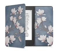 kwmobile Custodia eReader Compatibile con Tolino Page 2 Cover - eBook Reader Flip Case - marrone grigio/bianco/grigio blu - Magnolie