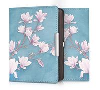 kwmobile Custodia eReader Compatibile con Tolino Shine (2013) Cover - eBook Reader Flip Case - marrone grigio/bianco/grigio blu - Magnolie