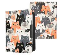 kwmobile Custodia eReader Compatibile con Tolino Vision 1/2 / 3/4 HD Cover - eBook Reader Flip Case - arancione/nero/bianco - Gatti