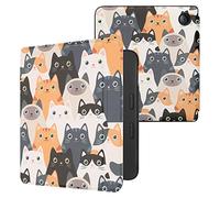 kwmobile Custodia eReader Compatibile con Tolino Vision 6 Cover - eBook Reader Flip Case - arancione/nero/bianco - Gatti