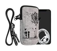 kwmobile Custodia in Feltro con Zip per Smartphone - Portacellulare a Tracolla - Porta Cellulare da Collo Universale - Cover Borsa Telefono - Amore