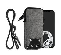 kwmobile Custodia in Feltro con Zip per Smartphone - Portacellulare a Tracolla - Porta Cellulare da Collo Universale - Cover Borsa Telefono -