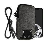 kwmobile Custodia in Feltro con Zip per Smartphone - Portacellulare a Tracolla - Porta Cellulare da Collo Universale - Cover Borsa Telefono -