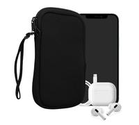 kwmobile Custodia in Neoprene con Zip per Smartphone L - 6,5" - Astuccio Portacellulare a Sacchetto con Cerniera - Borsa in nero