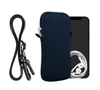 kwmobile Custodia in Neoprene con Zip per Smartphone - Portacellulare a Tracolla - Porta Cellulare da Collo Universale - Borsa Cover Telefono blu marino