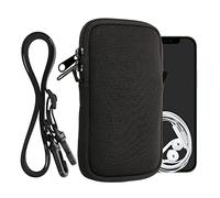 kwmobile Custodia in Neoprene con Zip per Smartphone - Portacellulare a Tracolla - Porta Cellulare da Collo Universale - Borsa Cover Telefono nero