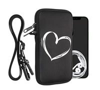 kwmobile Custodia in Neoprene con Zip per Smartphone - Portacellulare a Tracolla - Porta Cellulare da Collo Universale - Cover Borsa Telefono Cuore