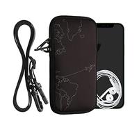 kwmobile Custodia in Neoprene con Zip per Smartphone - Portacellulare a Tracolla - Porta Cellulare da Collo Universale - Cover Borsa Telefono Travel & Explore