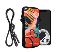 kwmobile Custodia in Neoprene con Zip per Smartphone - Portacellulare a Tracolla - Porta Cellulare da Collo Universale - Cover Borsa Telefono Motivo Colorato