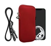 kwmobile Custodia in Neoprene con Zip per Smartphone - Portacellulare a Tracolla - Porta Cellulare da Collo Universale - Borsa Cover Telefono rosso