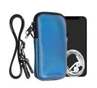 kwmobile Custodia in Neoprene con Zip per Smartphone - Portacellulare a Tracolla - Porta Cellulare da Collo Universale - Borsa Cover Telefono blu caraibi metalizzato