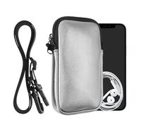 kwmobile Custodia in Neoprene con Zip per Smartphone - Portacellulare a Tracolla - Porta Cellulare da Collo Universale - Borsa Cover Telefono grigio metallizzato