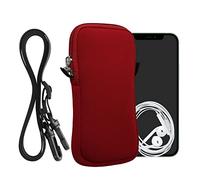 kwmobile Custodia in Neoprene con Zip per Smartphone - Portacellulare a Tracolla - Porta Cellulare da Collo Universale - Borsa Cover Telefono rosso
