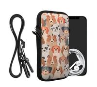 kwmobile Custodia in Neoprene con Zip per Smartphone - Portacellulare a Tracolla - Porta Cellulare da Collo Universale - Cover Borsa Telefono Cani