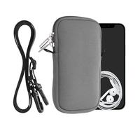 kwmobile Custodia in Neoprene con Zip per Smartphone - Portacellulare a Tracolla - Porta Cellulare da Collo Universale - Borsa Cover Telefono grigio