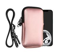 kwmobile Custodia in Neoprene con Zip per Smartphone - Portacellulare a Tracolla - Porta Cellulare da Collo Universale - Borsa Cover Telefono oro rosa metallizzato