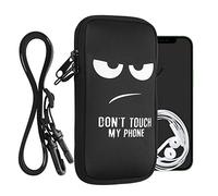 kwmobile Custodia in Neoprene con Zip per Smartphone - Portacellulare a Tracolla - Porta Cellulare da Collo Universale - Cover Borsa Telefono Don't touch my phone