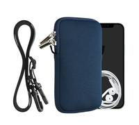 kwmobile Custodia in Neoprene con Zip per Smartphone - Portacellulare a Tracolla - Porta Cellulare da Collo Universale - Borsa Cover Telefono blu marino