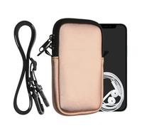 kwmobile Custodia in Neoprene con Zip per Smartphone - Portacellulare a Tracolla - Porta Cellulare da Collo Universale - Borsa Cover Telefono oro rosa metallizzato