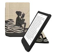 kwmobile Custodia leggìo Compatibile con Pocketbook Verse/PRO/Color/Vivlio Light - Pelle Sintetica con Chiusura Magnetica - con Funzione appoggio - Ragazza e Libri