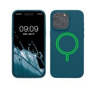 kwmobile Custodia Magnetica Compatibile con Apple iPhone 15 Pro Max - Compatibile con MagSafe - Cover Silicone TPU Magnete - petrolio matt