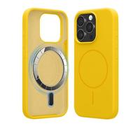 kwmobile Custodia Magnetica per Apple iPhone 15 PRO - Cover Compatibile con MagSafe - Cover Morbida in Silicone con Magnete - Giallo radiante