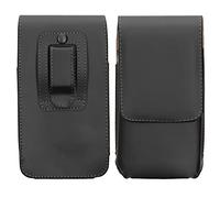 kwmobile Custodia Marsupio con Clip per Cintura - Astuccio Smartphone 15,2 x 8 cm - Borsa Pelle Sintetica Con Gancio Cinta - Similpelle nero