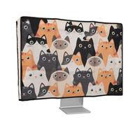 kwmobile Custodia Monitor Compatibile con 20-22" Monitor Monitor - Copri Schermo PC - Copertura Antipolvere PC in Lino - Gatti