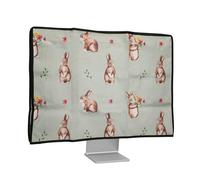 kwmobile Custodia Monitor Compatibile con 24-26" Monitor Monitor - Copri Schermo PC - Copertura Antipolvere PC in Lino - Conigli e Fiori