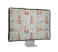kwmobile Custodia Monitor Compatibile con 27-28" Monitor Monitor - Copri Schermo PC - Copertura Antipolvere PC in Lino - Conigli e Fiori