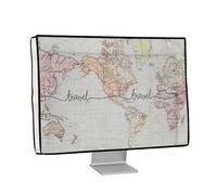 kwmobile Custodia Monitor Compatibile con 27-28" Monitor Monitor - Copri Schermo PC - Copertura Antipolvere PC in Lino - Mappa del Mondo