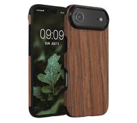 kwmobile Custodia morbida compatibile con Apple iPhone Air - in silicone TPU e legno - Back Cover ibrida per cellulare - Venature marrone