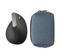 kwmobile Custodia Mouse Wireless per Logitech Lift/MX Vertical/Anker Vertical - Cover Mouse Wireless Gaming con Cerniera - Astuccio in Velluto a Coste e Neoprene - blu vintage