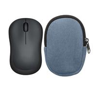 kwmobile Custodia Mouse Wireless per Logitech M220 Silent / M235 / M185 - Cover Mouse Wireless Gaming con Cerniera - Astuccio in Velluto a Coste e Neoprene - Blu Vintage