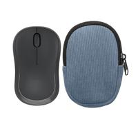 kwmobile Custodia Mouse Wireless per Logitech M240 Silent / M325S - Cover Mouse Wireless Gaming con Cerniera - Astuccio in Velluto a Coste e Neoprene - Blu Vintage