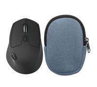 kwmobile Custodia Mouse Wireless per Logitech M720 Triathlon / M705 Marathon - Cover Mouse Wireless Gaming con Cerniera - Astuccio in Velluto a Coste e Neoprene - Blu Vintage